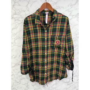 Fenty Women’s Plus Flannel Shirt sz 1X Plaid Tunic # G342